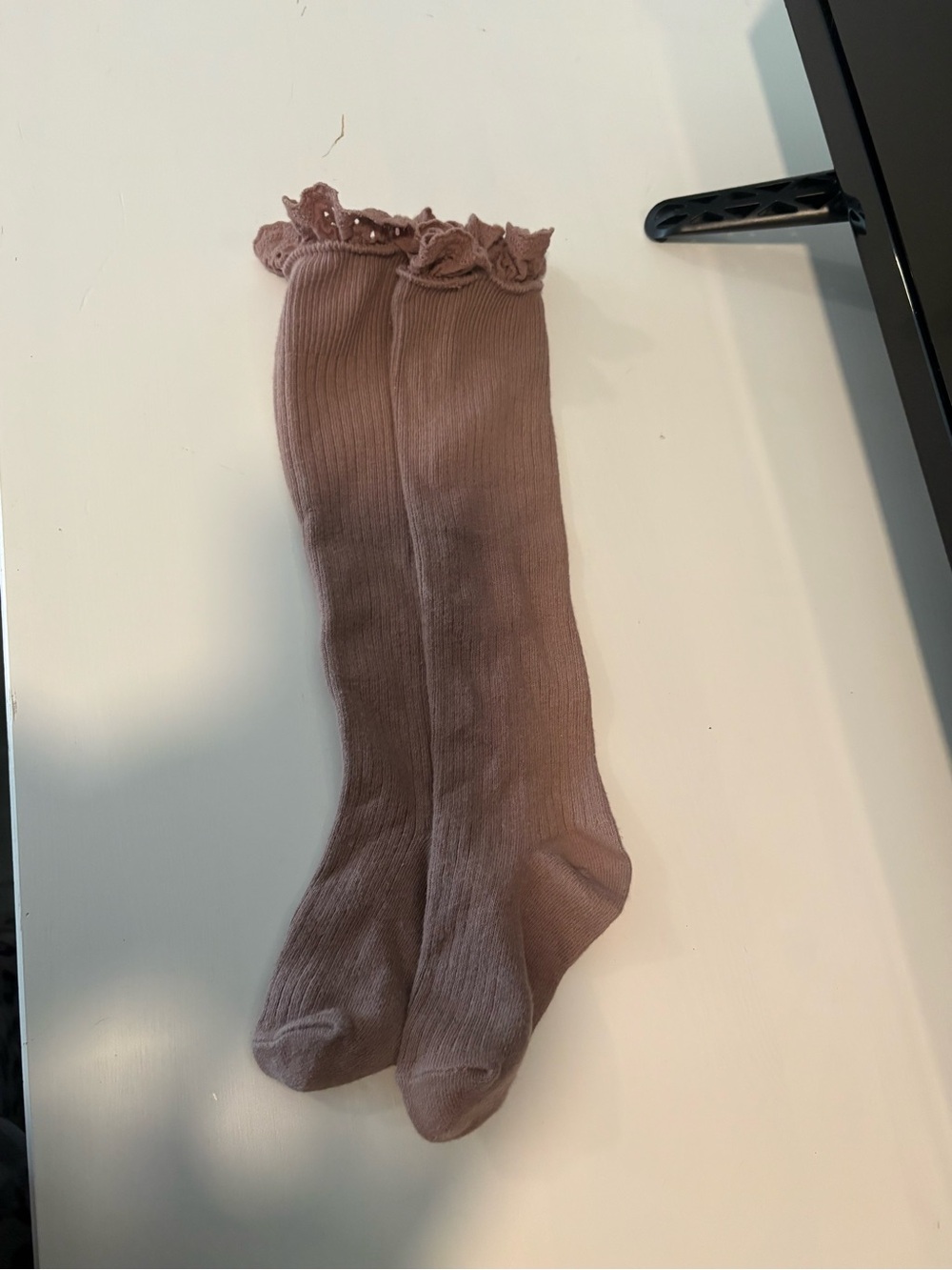 Jamie Kay Mauve Lace-Trim Knee Socks